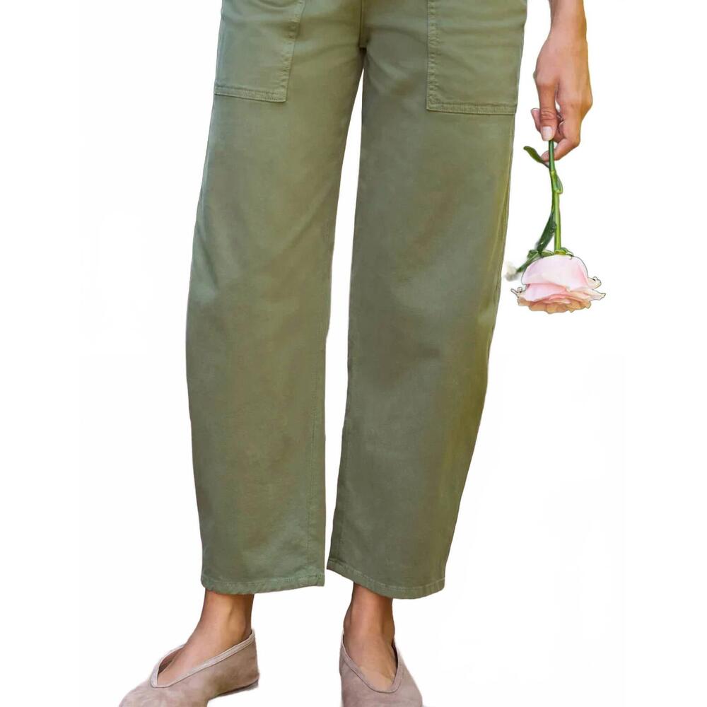 NEW FRANK & EILEEN bray everyday barrel pants in olive - Picture 4 of 5